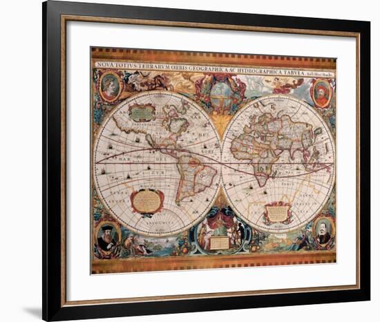 Antique Map, Geographica, c.1630-Henricus Hondius-Framed Premium Giclee Print