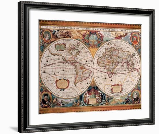 Antique Map, Geographica, c.1630-Henricus Hondius-Framed Premium Giclee Print