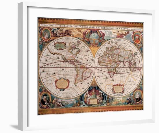 Antique Map, Geographica, c.1630-Henricus Hondius-Framed Premium Giclee Print