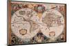 Antique Map, Geographica, Ca. 1630-Henricus Hondius-Mounted Premium Giclee Print