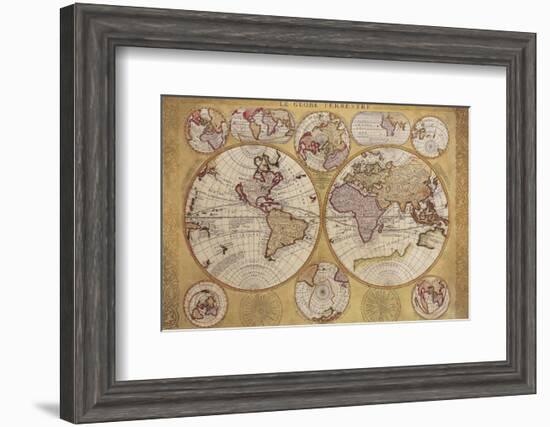 Antique Map, Globe Terrestre, 1690-Vincenzo Coronelli-Framed Premium Giclee Print