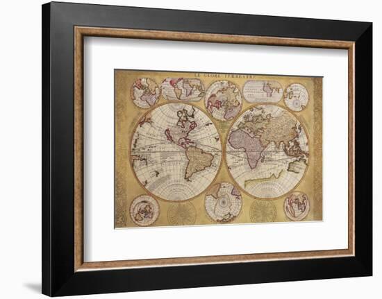 Antique Map, Globe Terrestre, 1690-Vincenzo Coronelli-Framed Premium Giclee Print