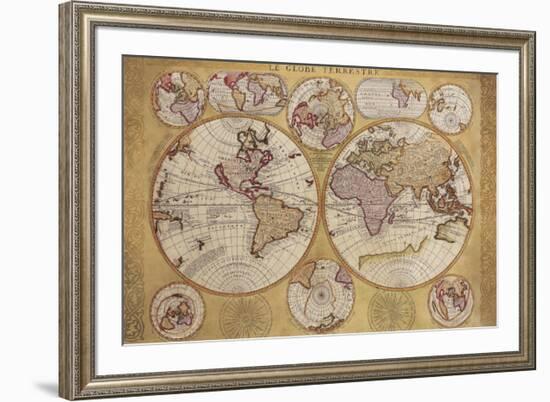 Antique Map, Globe Terrestre, 1690-Vincenzo Coronelli-Framed Premium Giclee Print