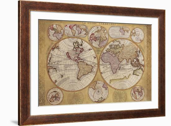 Antique Map, Globe Terrestre, 1690-Vincenzo Coronelli-Framed Premium Giclee Print