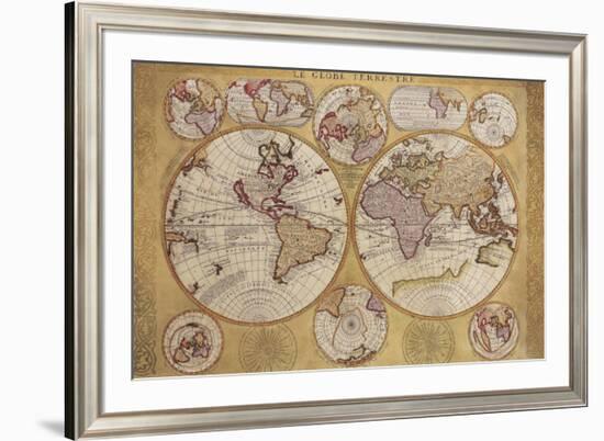 Antique Map, Globe Terrestre, 1690-Vincenzo Coronelli-Framed Premium Giclee Print