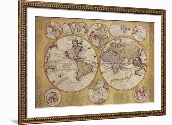 Antique Map, Globe Terrestre, 1690-Vincenzo Coronelli-Framed Premium Giclee Print