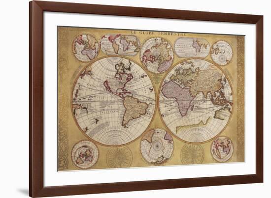 Antique Map, Globe Terrestre, 1690-Vincenzo Coronelli-Framed Premium Giclee Print