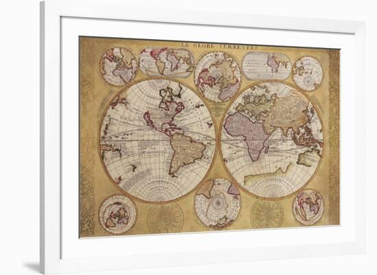 Antique Map, Globe Terrestre, 1690-Vincenzo Coronelli-Framed Premium Giclee Print