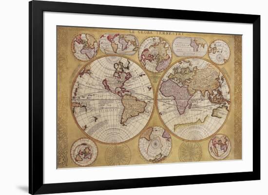 Antique Map, Globe Terrestre, 1690-Vincenzo Coronelli-Framed Premium Giclee Print