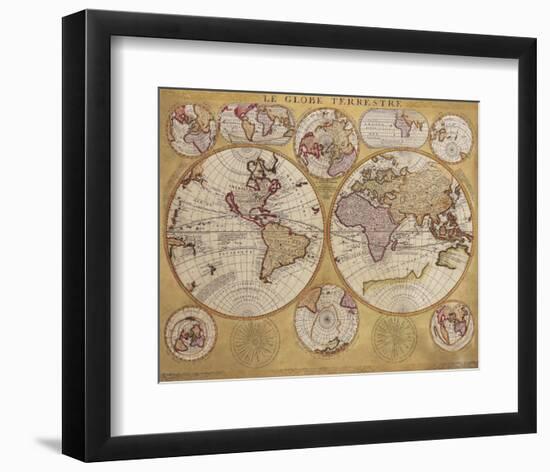 Antique Map, Globe Terrestre, c.1690-Vincenzo Coronelli-Framed Premium Giclee Print