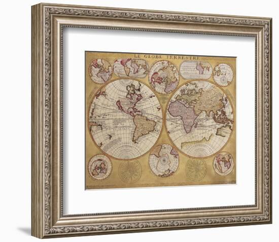 Antique Map, Globe Terrestre, c.1690-Vincenzo Coronelli-Framed Premium Giclee Print