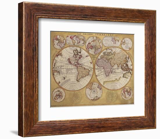 Antique Map, Globe Terrestre, c.1690-Vincenzo Coronelli-Framed Premium Giclee Print
