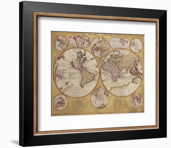 Antique Map, Globe Terrestre, c.1690-Vincenzo Coronelli-Framed Premium Giclee Print