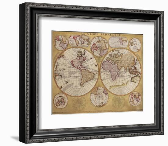 Antique Map, Globe Terrestre, c.1690-Vincenzo Coronelli-Framed Premium Giclee Print