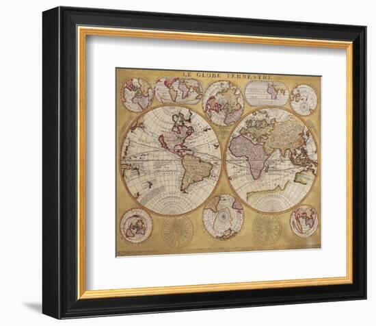 Antique Map, Globe Terrestre, c.1690-Vincenzo Coronelli-Framed Premium Giclee Print