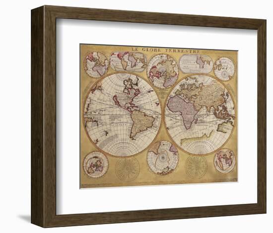 Antique Map, Globe Terrestre, c.1690-Vincenzo Coronelli-Framed Premium Giclee Print