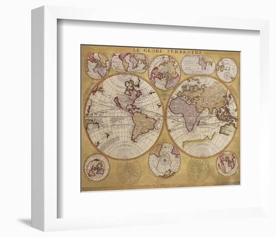 Antique Map, Globe Terrestre, c.1690-Vincenzo Coronelli-Framed Premium Giclee Print