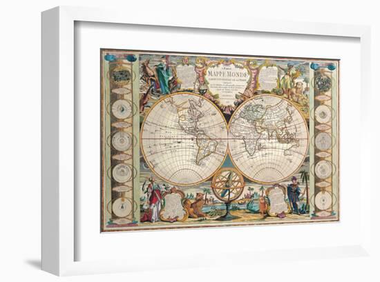 Antique Map, Mappe Monde, 1755-Jean-baptiste Nolin-Framed Art Print