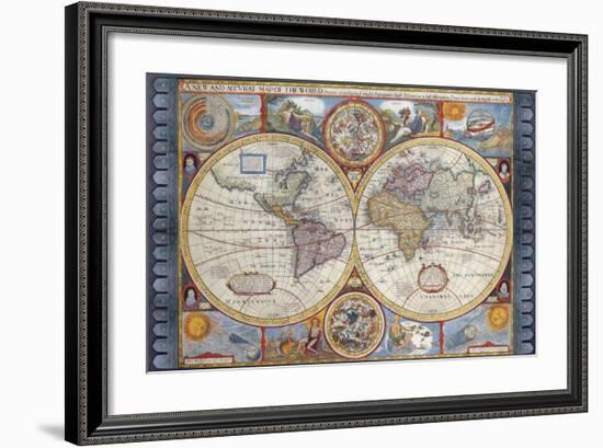 Antique Map, New Map of the World, 1626-John Speed-Framed Premium Giclee Print