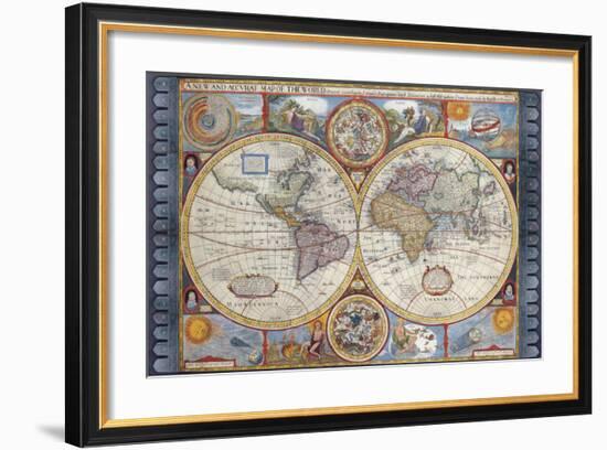 Antique Map, New Map of the World, 1626-John Speed-Framed Premium Giclee Print