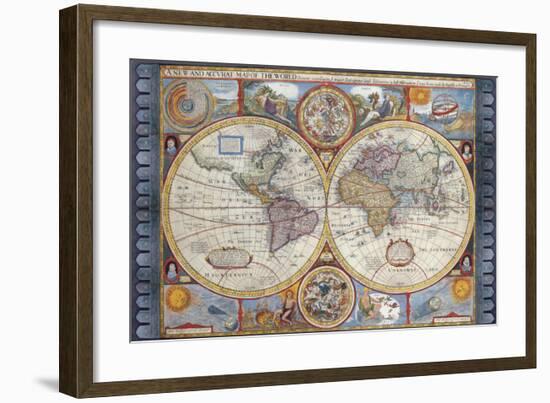 Antique Map, New Map of the World, 1626-John Speed-Framed Premium Giclee Print