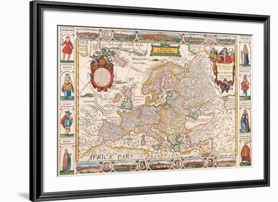 Antique Map, Nova Europa, 1652-Nicholas Visscher-Framed Art Print