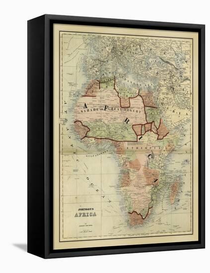 Antique Map of Africa-Alvin Johnson-Framed Stretched Canvas