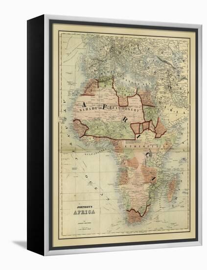 Antique Map of Africa-Alvin Johnson-Framed Stretched Canvas