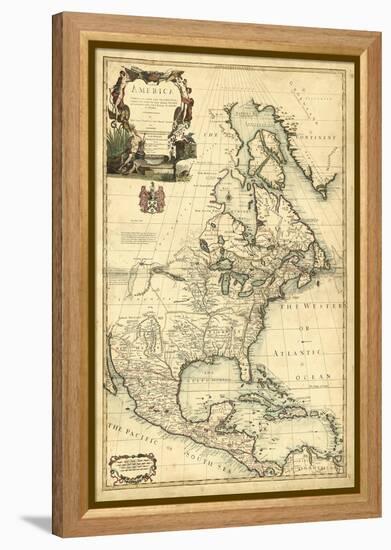 Antique Map of America III-null-Framed Stretched Canvas