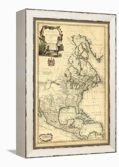 Antique Map of America III-null-Framed Stretched Canvas