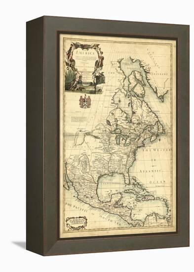 Antique Map of America III-null-Framed Stretched Canvas