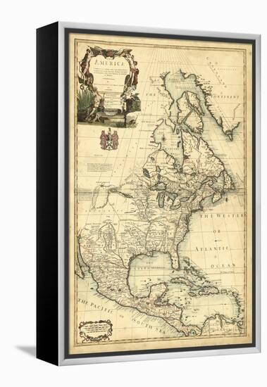 Antique Map of America III-null-Framed Stretched Canvas