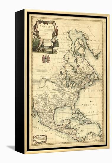 Antique Map of America III-null-Framed Stretched Canvas