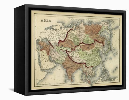 Antique Map of Asia-Alvin Johnson-Framed Stretched Canvas