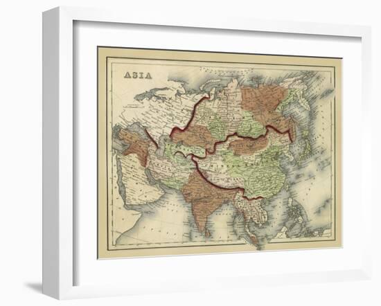 Antique Map of Asia-Alvin Johnson-Framed Art Print