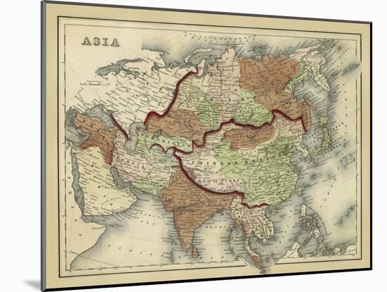 Antique Map of Asia-Alvin Johnson-Mounted Art Print