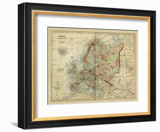 Antique Map of Europe-Alvin Johnson-Framed Art Print