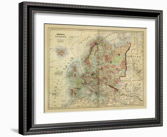 Antique Map of Europe-Alvin Johnson-Framed Art Print