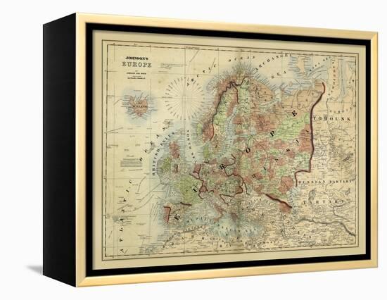 Antique Map of Europe-Alvin Johnson-Framed Stretched Canvas