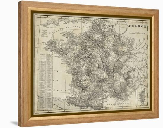 Antique Map of France-Vision Studio-Framed Stretched Canvas