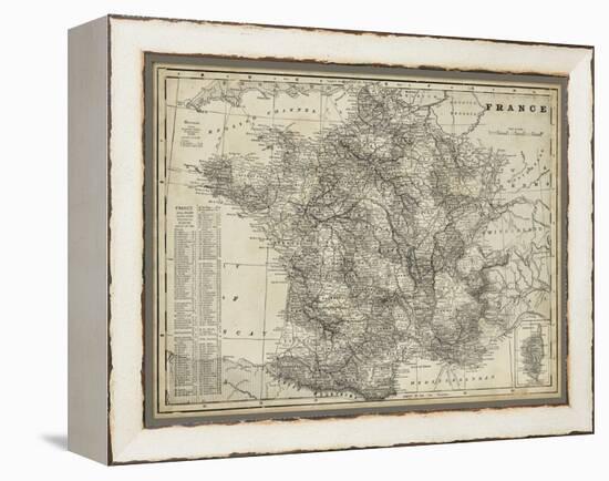 Antique Map of France-Vision Studio-Framed Stretched Canvas