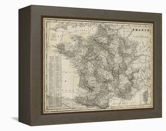 Antique Map of France-Vision Studio-Framed Stretched Canvas