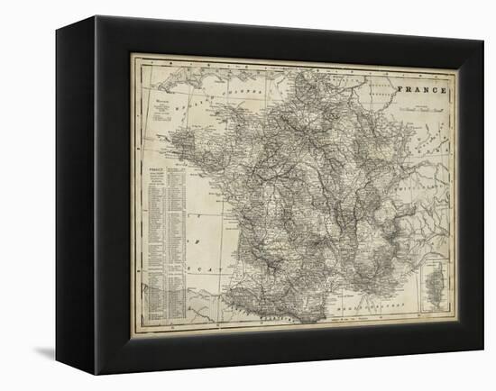 Antique Map of France-Vision Studio-Framed Stretched Canvas