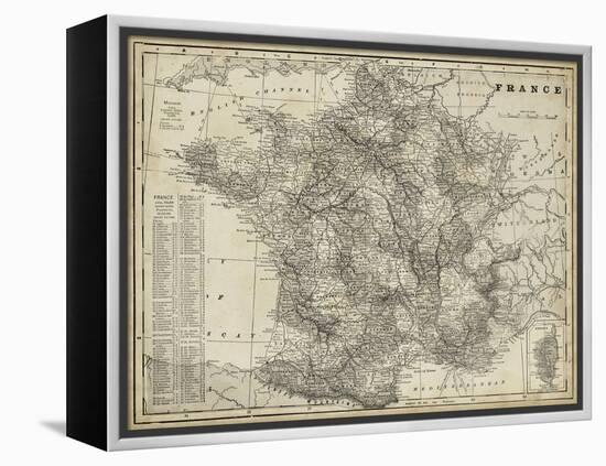 Antique Map of France-Vision Studio-Framed Stretched Canvas