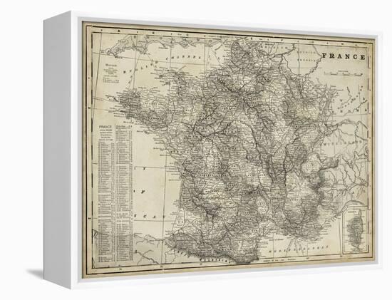 Antique Map of France-Vision Studio-Framed Stretched Canvas