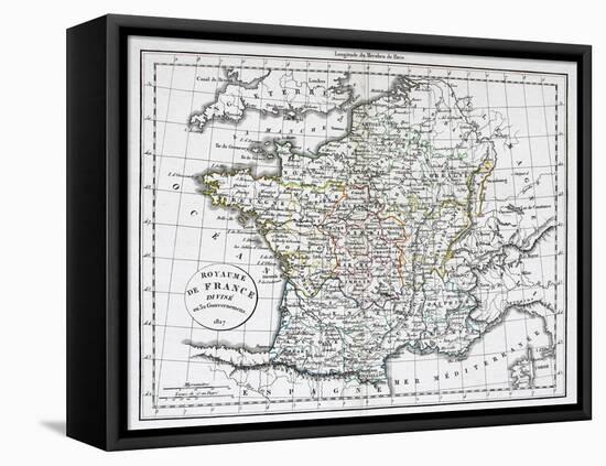 Antique Map Of France-Tektite-Framed Stretched Canvas