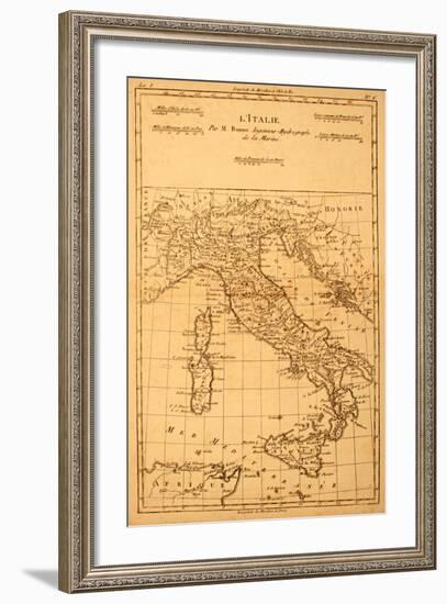 Antique Map Of Italy-Tektite-Framed Art Print