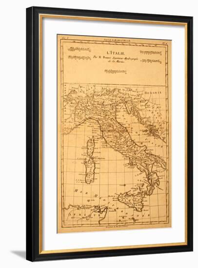 Antique Map Of Italy-Tektite-Framed Art Print