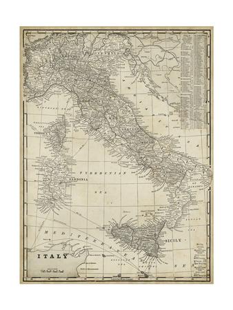Antique Map Of Italy Art Print By Vision Studio Artcom