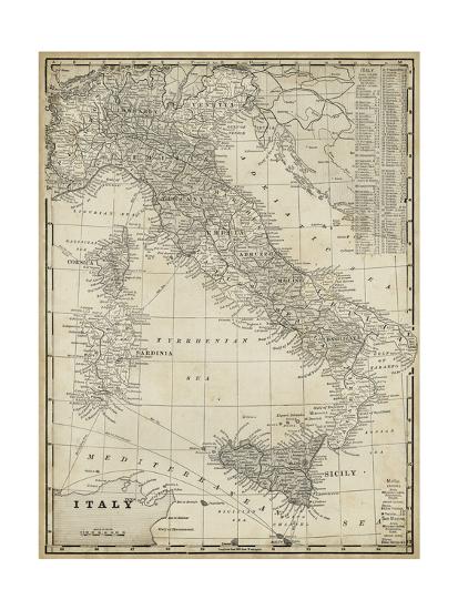 Antique Map Of Italy Art Print By Vision Studio Artcom Antique Map Of Italy Art Print By Vision Studio Artcom
